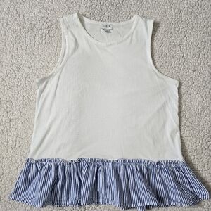 J. Crew Factory Striped Peplum Cotton Tank Top Size S